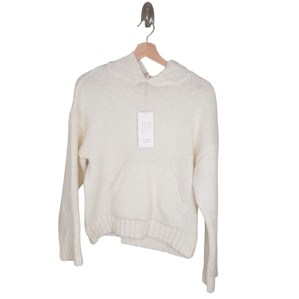 Pilcro by Anthropologie Hooded Knit Sweater Womens XS Cream Oversized NWT